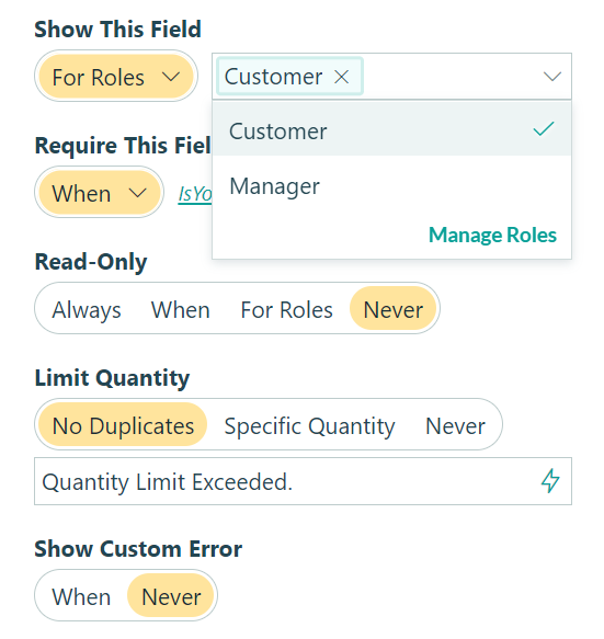 Show this field for a specific role.